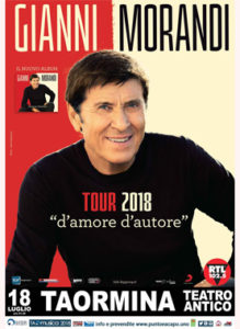 Gianni Morandi-Tour 2018 d'amore d'autore 18 Luglio 2018 - Taormina